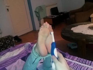 ticklish feet, foot fetish, tickling soles, amateur