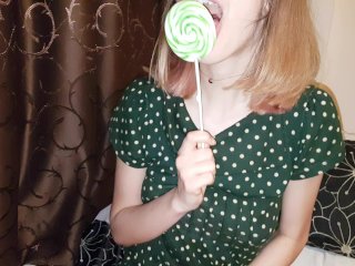 Skinny teen licks lolipop and gummybears Vore