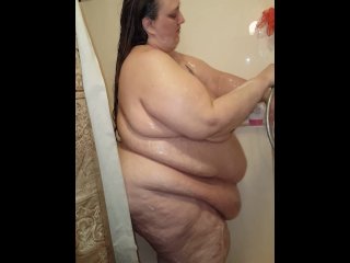 shower, big boobs, bbw, ssbbw belly