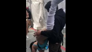 Pussy popping on a hand stand ! San Francisco “ how weird “ street fair