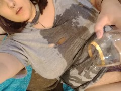 Pouring piss all over myself!!! I drank some too hehehe