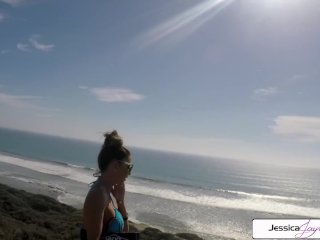 Jessica Jaymes gets fucked outside in the beach by a huge cock, big boobs