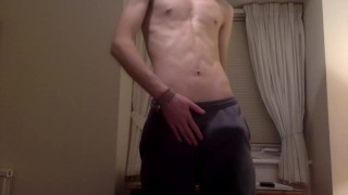 Teen On Webcam Jerks Off In Sweatpants And Displays A Bulge