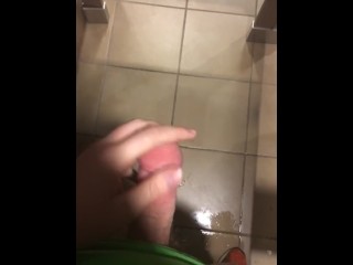 Young Gay Student Cums in his Dorm Public Bathroom