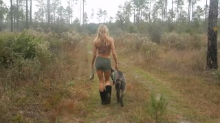 Hiking By A River Florida Country Blonde Nice Legs Booty Shorts