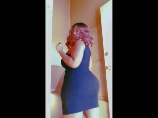 Flirty Ebony bbw in black dress