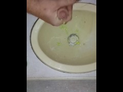 Squirting aloe in my cock