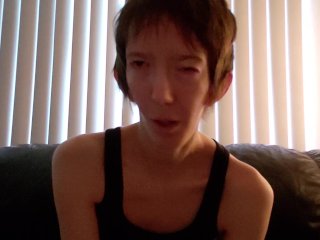 Disabled woman whispers about pleasure and tortures tits