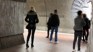 Blonde Sex In Puffy Black Jacket With Fur Hood