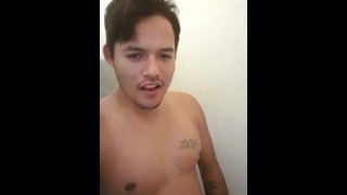 In the shower stroking my cock 