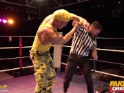 Preview 3 of FAKEhub Originals Teen Machine Vs Bulldozer in wild and crazy wrestling