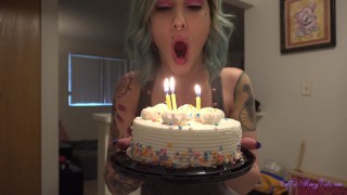 Birthday Bitch Foot Cake Crushing