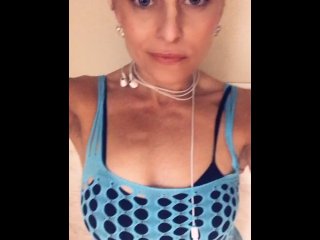 New aqua blue crotchless fishnet stockings.