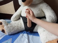 Good handjob for Teddy bear, he is satisfayed
