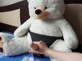 Good Handjob for Teddy Bear, he is Satisfayed