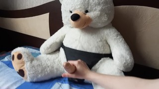 Good handjob for Teddy bear, he is satisfayed