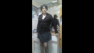 Patty Crossdresser secretary style black panties and stockings