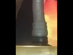 Rideing my mounted dildo on the table cum watch!!