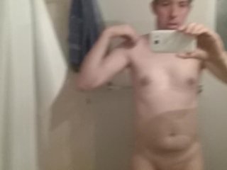 showing off fresh shaved-smooth showered bisexual male slut twink-like bod