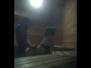 Redd and Ashe flashing and teasing and fucking in public Sauna