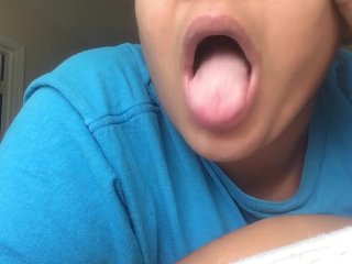 Doing a little mouth act and showing off my asshole/milky tits