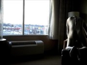 Preview 2 of zentai croc is horny in the morning so shoots his load at hotel window