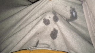 At The End Cum Slowly Seeps Through My Grey Sweatpants