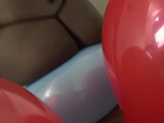 solo female, big ass, kink, balloon sit pop
