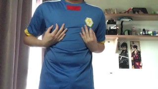 Masturbation While Wearing An Inazuma Japan Soccer Jersey