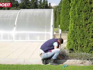 Hot Czech Ebony Wife get nailed by gardener's big cock - #LETSDOEIT screenshot number 0