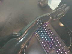 Shining up and wearing Latex gloves