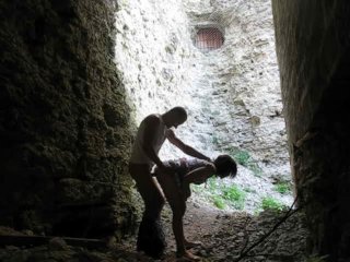 minet outdoor, old fortress sex, real public sex, brunette suck