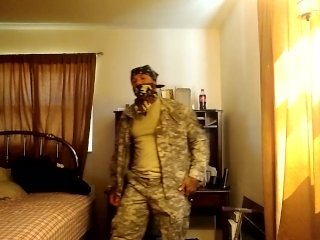 Army Guy Stripping And Masturbating (Part 1)
