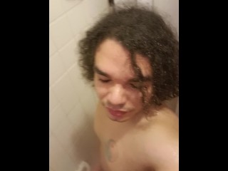 Genitaliusprime-latino Teen Boy Jerks off Big Dick in Shower