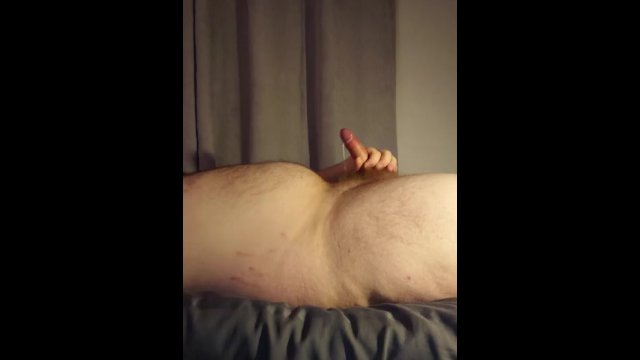 Fat Hairy Guy masturbating on his back and cumming