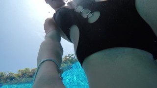 Sensual Submerged Masturbation In The Pool During The New Year