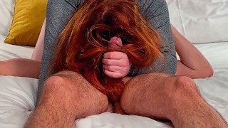 Ginger Ruiva Massagem Hairjob Masturbar Até Enorme Ejaculação Em Cabelos Longos Red