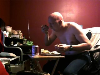 stuffing, exclusive, webcam, eating
