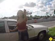 Preview 3 of Roadside - Samantha uses her pussy to clear up her car repair bill