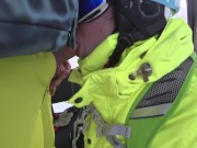 Preview 1 of 4k public blowjob in ski lift
