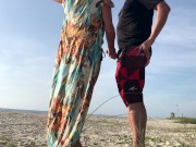Preview 2 of Real Amateur Public Standing Sex Risky on the Beach !!! People walking near