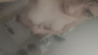 FTM TWINK PLAYS WITH HARD COCK IN THE SHOWER