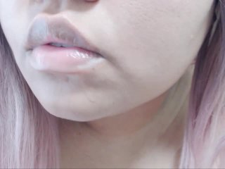 mouth, solo female, drool fetish, mouth fetish