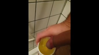 Peeing in a glass and then showering my dick in pee