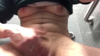 FTM Boy Pussy Is So Horny At Work MEN IN THE BATHROOM AS WELL