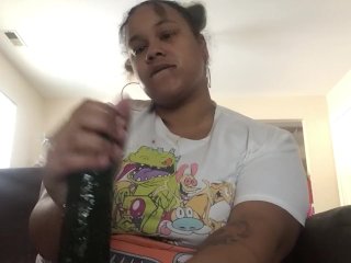 Mixed BBW Sucks and GAGS_on the Big Fake Dick!