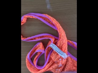 Wanking over a VS thong whilst watching porn