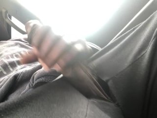 Jerking my big dick in car 1