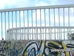 These girls had to emply their full bladders here and now