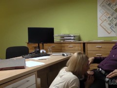 LOAN4K. Loan agent explains beautiful girl how to save the situation